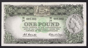 Austrália, kráľovstvo, Alžbeta II (1952-2022), 1 libra b.d.