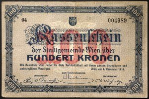 Austria, Impero austro-ungarico, Francesco Giuseppe I (1848-1916), 100 corone 01/11/1918