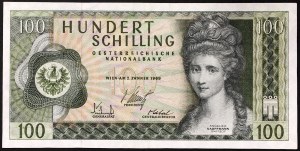 Austria, Druga Republika, 100 Schillingów 02/01/1969