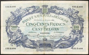 Belgio, Alberto I (1909-1934), 500 franchi 21/03/1929