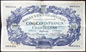 Belgie, Albert I. (1909-1934), 500 franků 04/09/1930