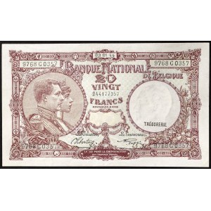 Belgium, Leopold III (1934-1950), 20 Francs 03/01/1944