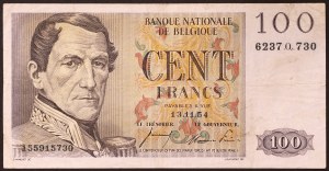 Belgio, Baldovino (1951-1993), 100 franchi 13/11/1954