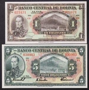 Bolivie, République (1825-date), Lot 2 pièces.