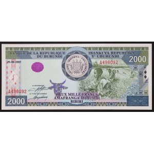 Burundi, Republik (seit 1966), 2.000 Francs 25/06/2001