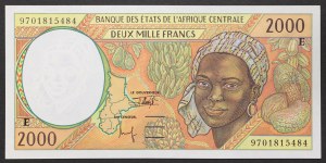 États d'Afrique centrale, Cameroun (E, à partir de 2002 U), 2.000 Francs 1994-97