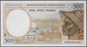Central African States, Equatorial Guinea (N, from 2002 F), 500 Francs 1993-99