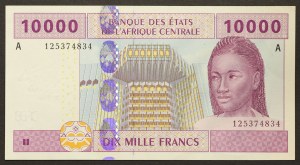 Stati dell'Africa centrale, Gabon (L, dal 2002 A), 10.000 franchi 2002