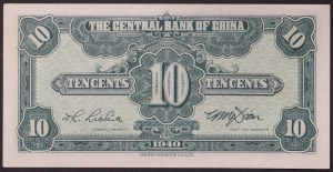 Čína, republika (1912-1949), 10 centov 1940