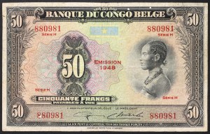 Congo, Congo Belga, Leopoldo III (1934-1950), 50 franchi 1948