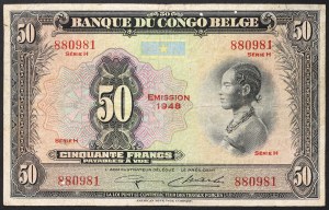 Congo, Congo belge, Léopold III (1934-1950), 50 Francs 1948