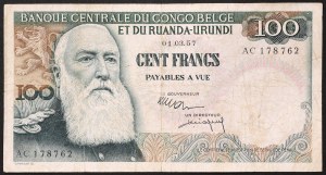 Congo, Belgian Congo, Baudouin of Belgium (1951-1960), 100 Francs 01/03/1957