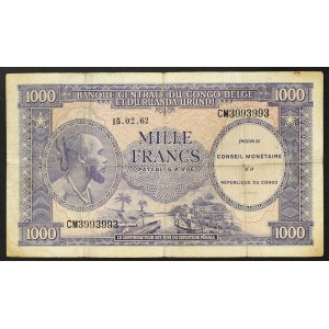 Congo, Repubblica Democratica (1960-data), 1.000 franchi 15/02/1962