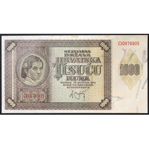 Croatie, État indépendant de Croatie (1941-1945), 1.000 Kuna 26/05/1941