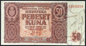 Croatie, État indépendant de Croatie (1941-1945), 50 Kuna 26/05/1941