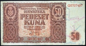 Croatie, État indépendant de Croatie (1941-1945), 50 Kuna 26/05/1941