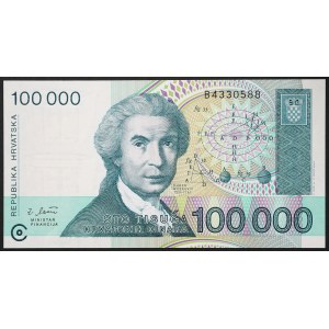 Chorvátsko, republika (1991-dátum), 100.000 Dinara 30/05/1993