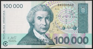 Croatie, République (1991-date), 100.000 Dinara 30/05/1993