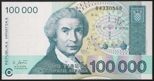 Croazia, Repubblica (1991-data), 100,000 Dinara 30/05/1993