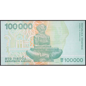 Chorvátsko, republika (1991-dátum), 100.000 Dinara 30/05/1993