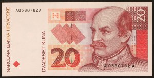 Croatie, République (depuis 1991), 20 Kuna 31/10/1993