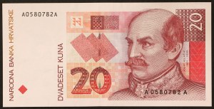 Croatia, Republic (1991-date), 20 Kuna 31/10/1993