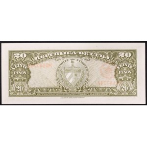 Cuba, République, 20 Pesos, CE SIGNATURE DE GHEVARA 1958