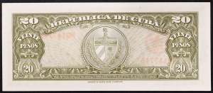 Cuba, République, 20 Pesos, CE SIGNATURE DE GHEVARA 1958