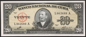 Cuba, Repubblica, 20 Pesos, CE FIRMA DI GHEVARA 1960