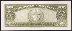 Cuba, Repubblica, 20 Pesos, CE FIRMA DI GHEVARA 1960