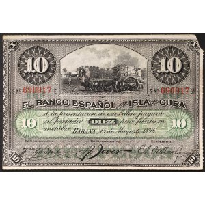 Cuba, République (1868-date), 10 Pesos 15/5/1896