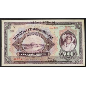 Tschechoslowakei, Erste Republik (1918-1939), 5.000 Kronen 06/07/1920