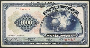 Československo, prvá republika (1918-1939), 1 000 korún 08/04/1932