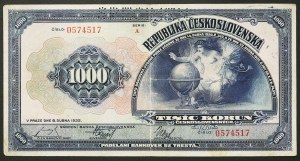Tschechoslowakei, Erste Republik (1918-1939), 1.000 Kronen 08/04/1932