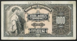 Tchécoslovaquie, Première République (1918-1939), 1,000 Korun 08/04/1932