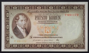 Czechoslovakia, Period (1945-1960), 500 Korun 1946