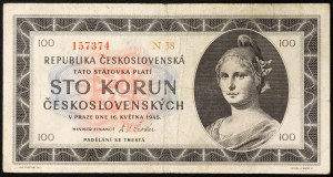 Tschechoslowakei, Zeitraum (1945-1960), 100 Korun 16/05/1945