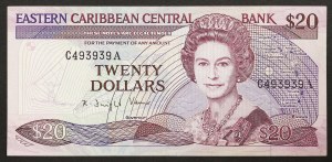 Stati dei Caraibi orientali (1965-data), Antigua e Barbuda (A), 20 dollari n.d. (2000)