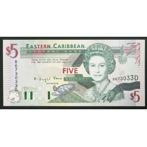 Etats des Caraïbes orientales (1965-date), Dominique (D), 5 dollars s.d. (1993)