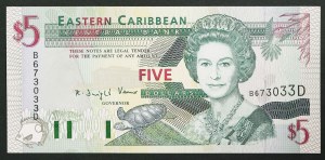 Stati dei Caraibi orientali (1965-data), Dominica (D), 5 dollari n.d. (1993)