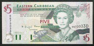 Ostkaribische Staaten (seit 1965), Dominica (D), 5 Dollars n.d. (1993)