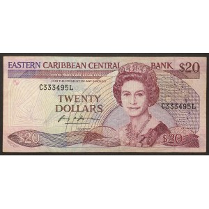 East Caribbean states (1965-date), St.Lucia (L), 20 Dollars n.d. (1987-88)