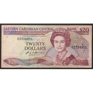 Państwa wschodnich Karaibów (od 1965), St. Lucia (L), 20 dolarów b.d. (1987-88)
