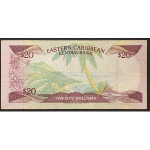 États des Caraïbes orientales (1965-date), Sainte-Lucie (L), 20 dollars s.d. (1987-88)