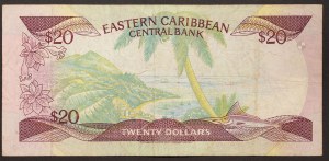 États des Caraïbes orientales (1965-date), Sainte-Lucie (L), 20 dollars s.d. (1987-88)