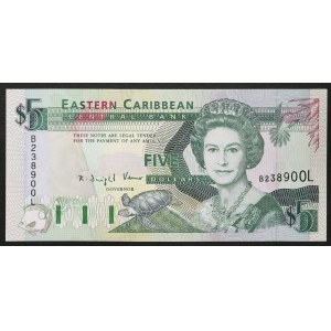 East Caribbean states (1965-date), St.Lucia (L), 5 Dollars n.d. (1993)
