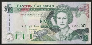 East Caribbean states (1965-date), St.Lucia (L), 5 Dollars n.d. (1993)