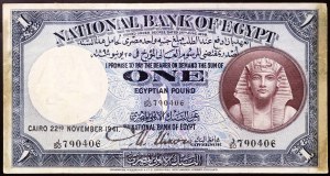 Ägypten, Königreich, Farouk (1355-1372 AH) (1936-1952 AD), 1 Pfund 22/11/1941