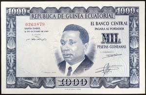 Equatorial Guinea, Republic (1968-date), 1.000 Pesetas 12/10/1969