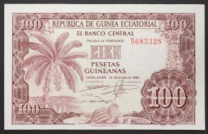 Equatorial Guinea, Republic (1968-date), 100 Pesetas 12/10/1969